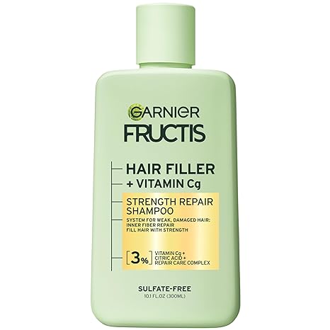 Garnier Fructis Hair Filler Plus Vitamin Cg Strength Repair Shampoo for Damaged Hair 10.1Oz (300ml)